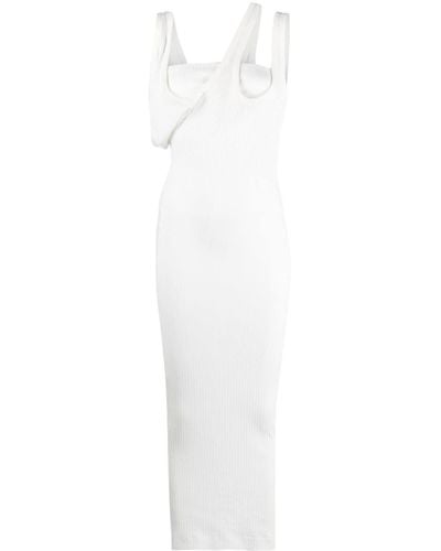 The Attico Ribbed Jersey Midi Dress - White
