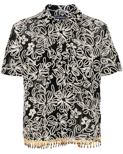 ANDERSSON BELL Floral-Embroidered Shirt - Black