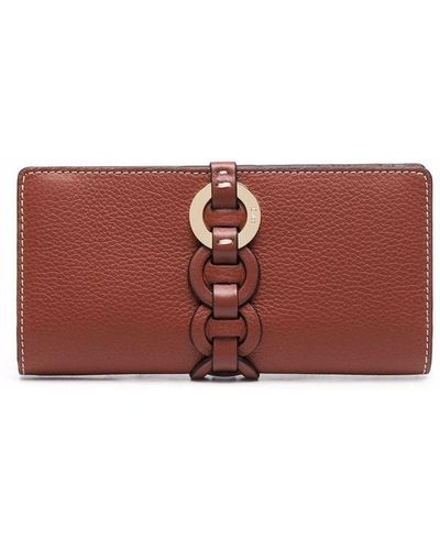 Chloé Daryl Leather Wallet - Red