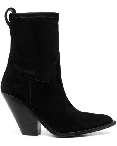 Sonora Boots 100Mm Pointed-Toe Suede Boots - Black