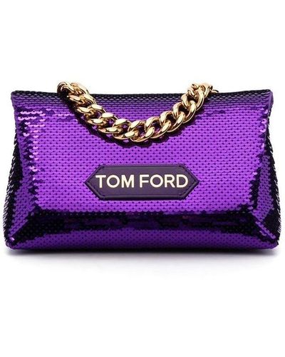 Tom Ford Sequin-embroidered Mini Chain Bag - Purple