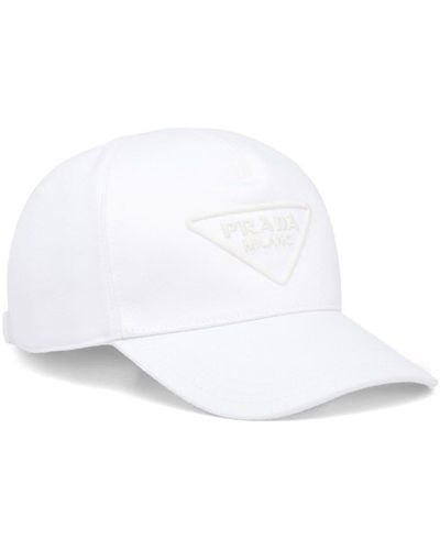 Prada Triangle-Logo Denim Baseball Cap - White