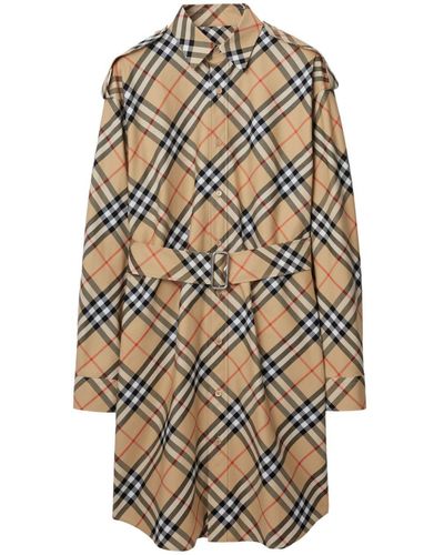 Burberry Iconic Check Long Sleeve Cotton Twill Shirtdress - Multicolour