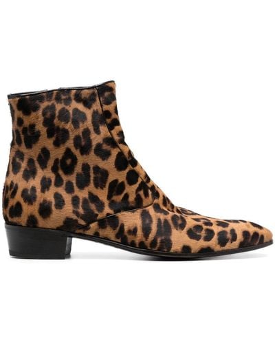 Lidfort Leopard-Print Ankle Boots - Brown