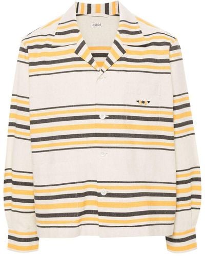 Bode Embroidered-Logo Striped Shirt - Natural