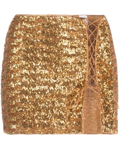 Oséree Paillettes Lace` Mini Skirt - Metallic