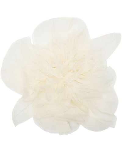 Max Mara Floral Silk Brooch - White