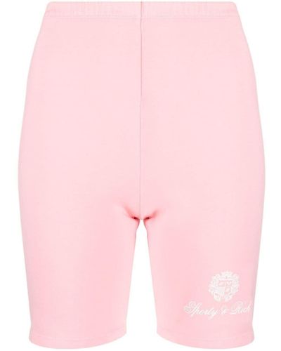 Sporty & Rich Logo-Print Cycling Shorts - Pink
