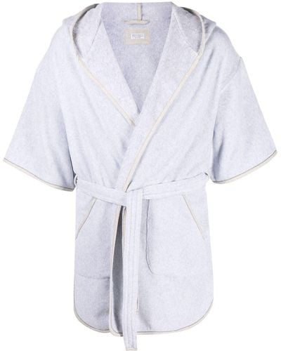 Brunello Cucinelli Belted Hooded Dressing Gown - Gray