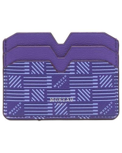 Moreau Logo-Print Leather Card Holder - Purple