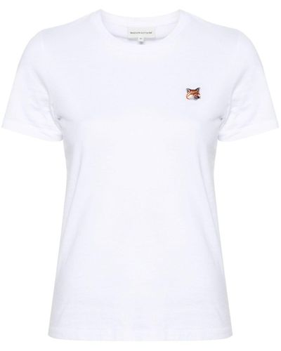 Maison Kitsuné Fox-Motif Cotton T-Shirt - White