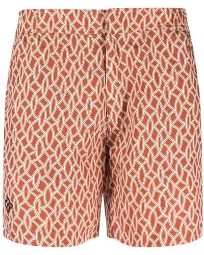 Tagliatore Abstract-pattern Swim Shorts - Red