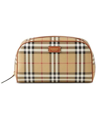 Burberry Medium Check Travel Pouch - Natural