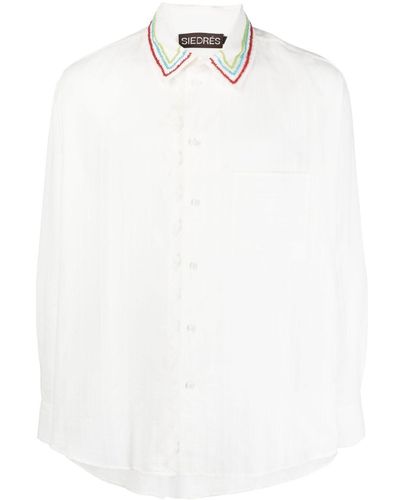 Siedres Bead-Embellishment Cotton Shirt - White
