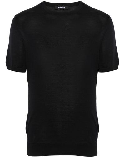 Eraldo Knitted Silk T-Shirt - Black