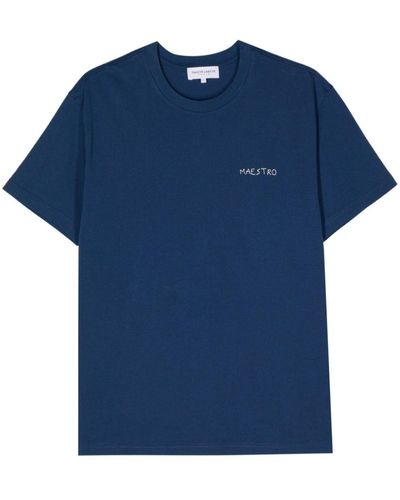 Maison Labiche Popincourt Slogan-Embroidered T-Shirt - Blue