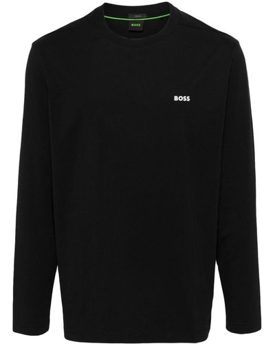 BOSS Rubberised-Logo Long-Sleeve T-Shirt - Black