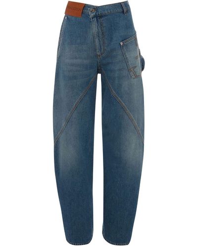 JW Anderson Oversized Twisted Wide-leg Jeans- '20s - Blue