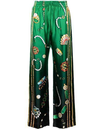 Casablancabrand La Boite A Bijoux Silk Trousers - Green