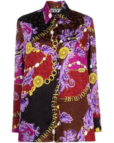 Versace Jeans Couture Chain Couture-Print Long-Sleeve Shirt - Red