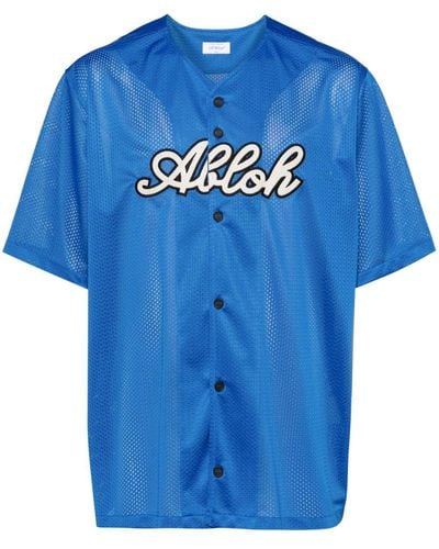 Off-White c/o Virgil Abloh Off- Logo-Patch Baseball Shirt - Blue
