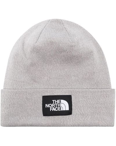 The North Face Logo-Patch Knitted Beanie - Grey