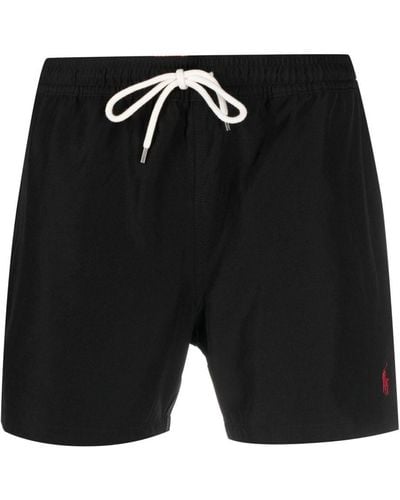 Polo Ralph Lauren Embroidered-Logo Swim Shorts - Black