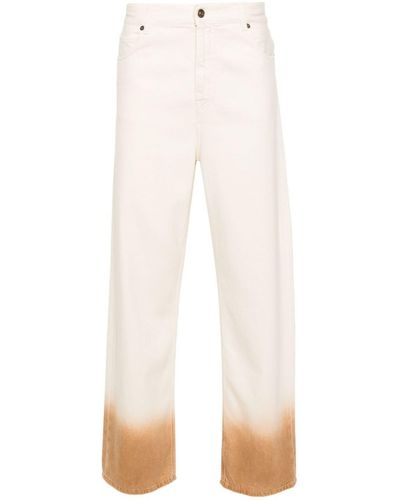 Alanui Logo-Patch Cotton Straight-Leg Jeans - White