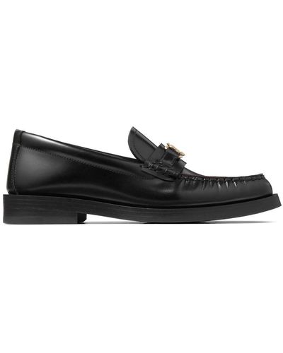Jimmy Choo Addie Logo-Plaque Leather Loafers - Black