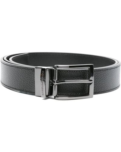Emporio Armani Grained Leather Belt - Black