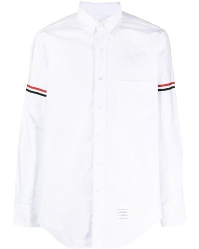 Thom Browne Grosgrain-Armband Oxford Shirt - White