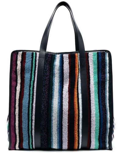 Missoni Striped Terry-Cloth Tote Bag - Black
