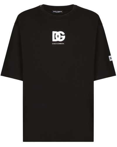 Dolce & Gabbana Logo-Print Cotton T-Shirt - Black