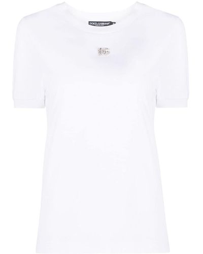 Dolce & Gabbana Crystal-Embellished T-Shirt - White
