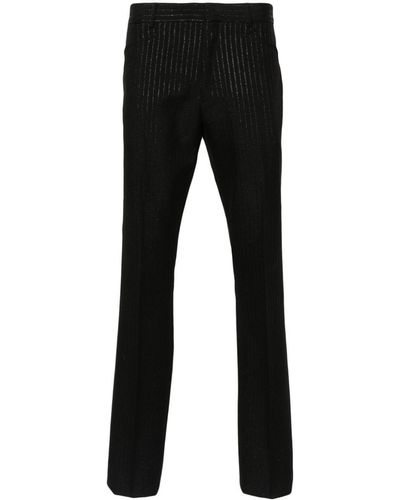 Tom Ford Metallic-Striped Tapered Trousers - Black