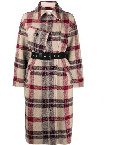 Isabel Marant Laurie Plaid-pattern Belted Coat - Natural