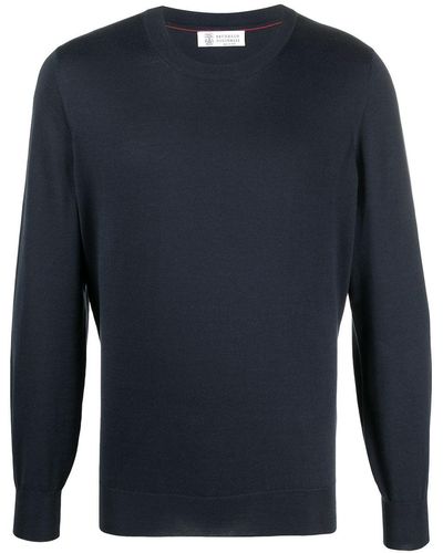 Brunello Cucinelli Crew-Neck Cotton Sweater - Blue