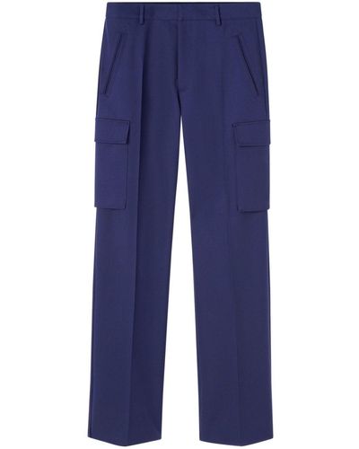 Versace Mid-Rise Virgin-Wool Cargo Trousers - Blue