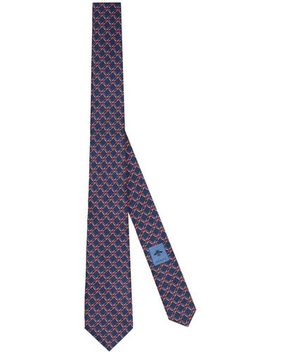 Gucci Round Interlocking G Net Silk Tie - Purple