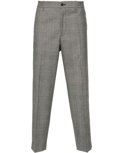 Tagliatore Checked Tapered Trousers - Grey