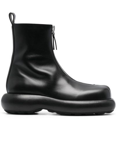 Jil Sander Zip-Up Leather Boots - Black