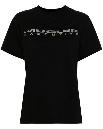 Mugler Executive Logo-Print T-Shirt - Black