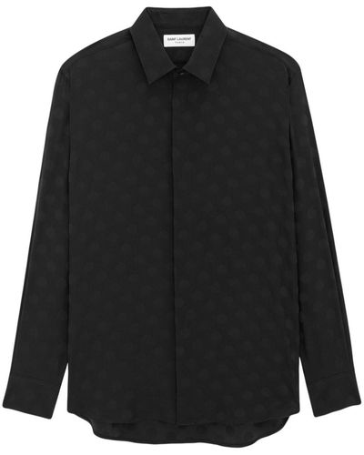 Saint Laurent Polka-Dot Silk Shirt - Black