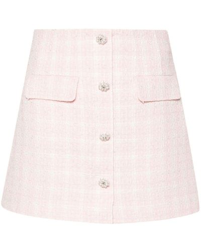 Self-Portrait Checked Tweed Mini Skirt - Pink
