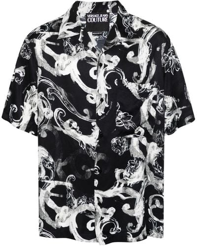 Versace Jeans Couture Watercolor Couture-Print Shirt - Black