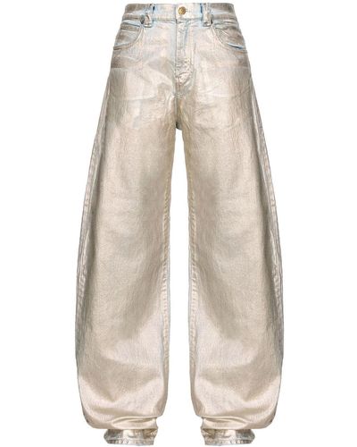 Pinko Metallic Finish Jeans - White