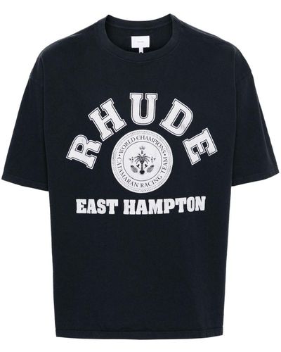 Rhude Hampton Catamaran Logo-Print T-Shirt - Blue