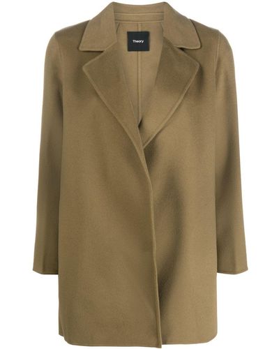 Theory Off-centre Fastening Coat - Green