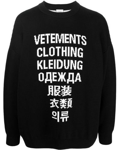 Vetements Graphic-Print Long Sleeved Sweatshirt - Black