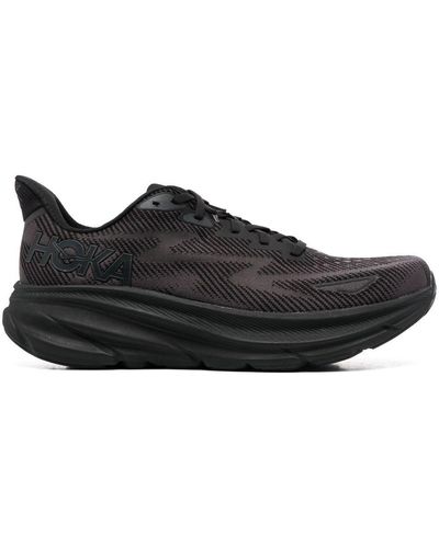 Hoka One One Clifton 9 Running Sneakers - Unisex - Rubber/fabric - Black